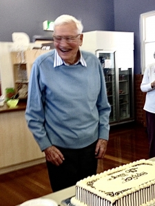 John Prince with birthday cake.